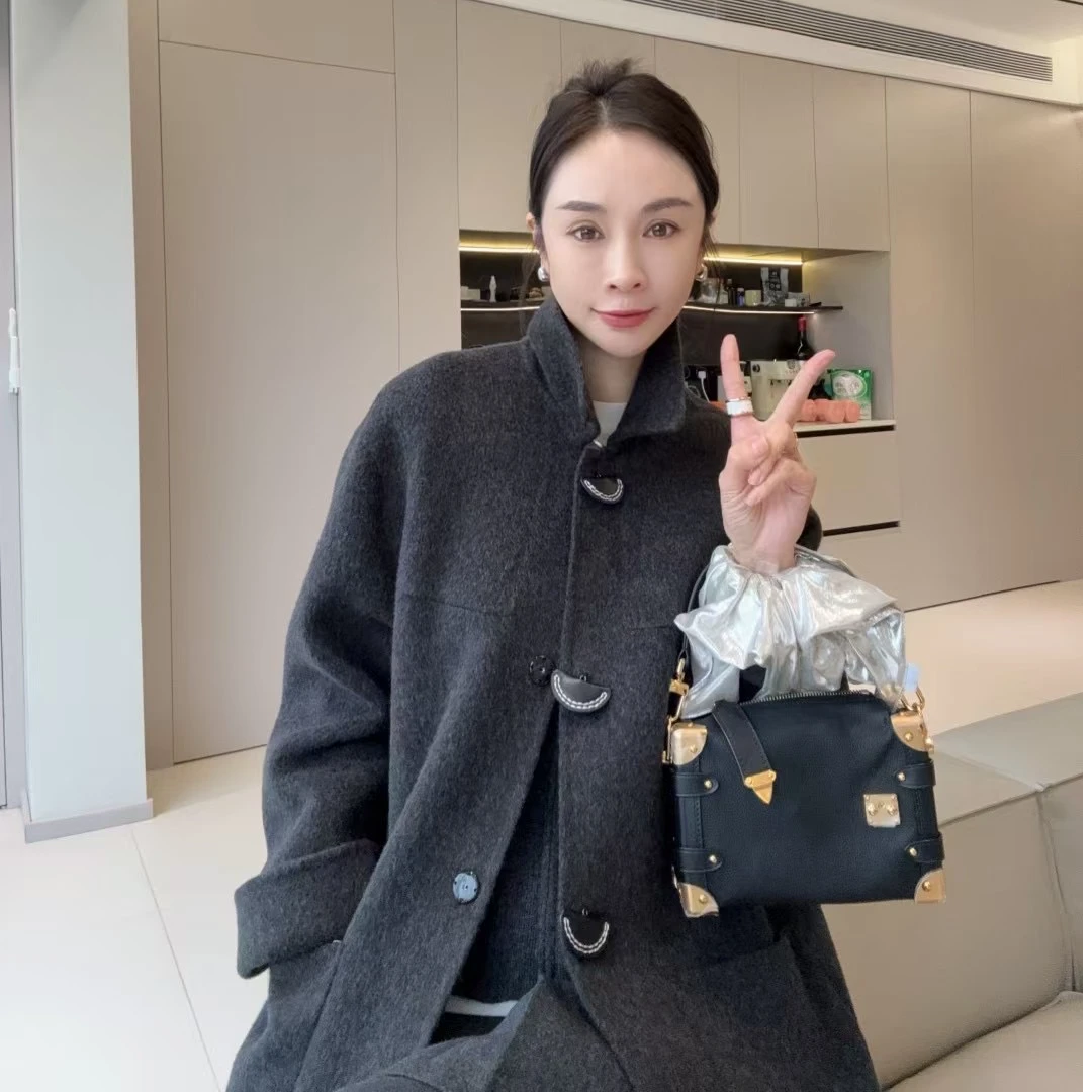 （小雨推荐）2024新款春秋季韩版简约时尚双面毛呢羊绒大衣