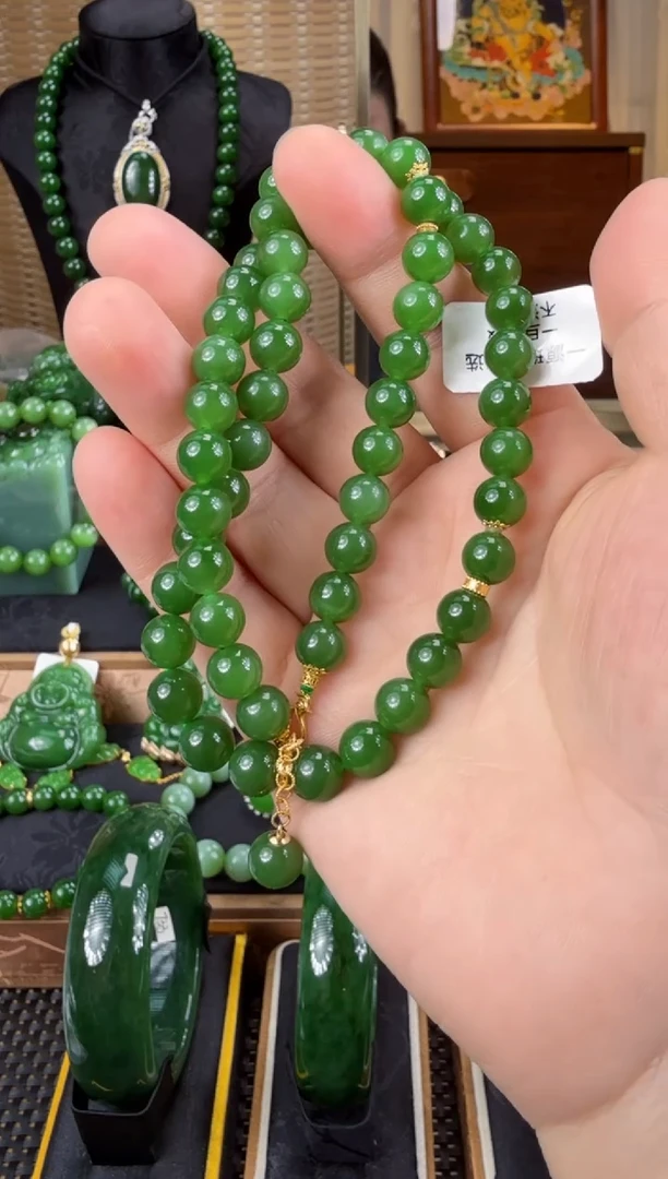 【闪购商品】和田玉（碧玉）项链18K金镶嵌