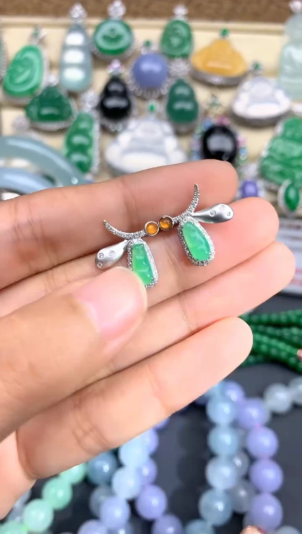 【闪购商品】翡翠耳饰18K金镶嵌345-中国好珍宝