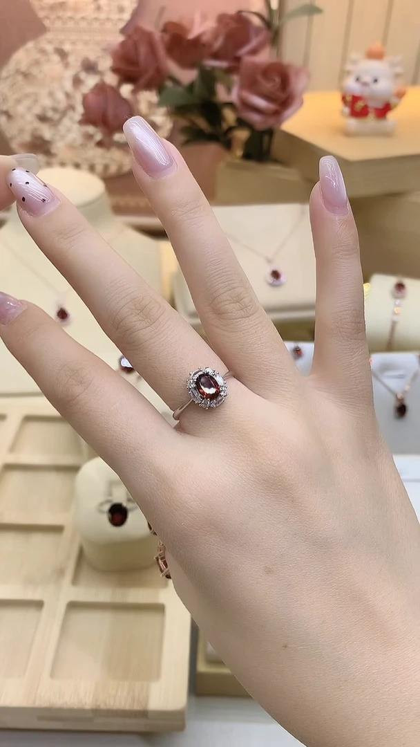 银S925镶嵌戒指石榴石石榴石