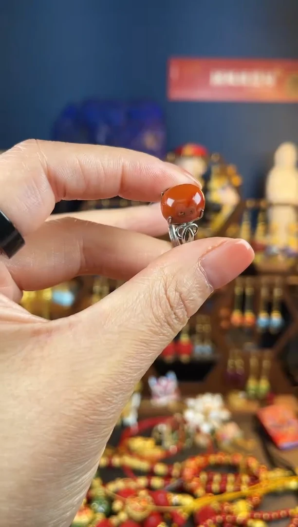【闪购商品】南红玛瑙戒指银S925镶嵌戒指