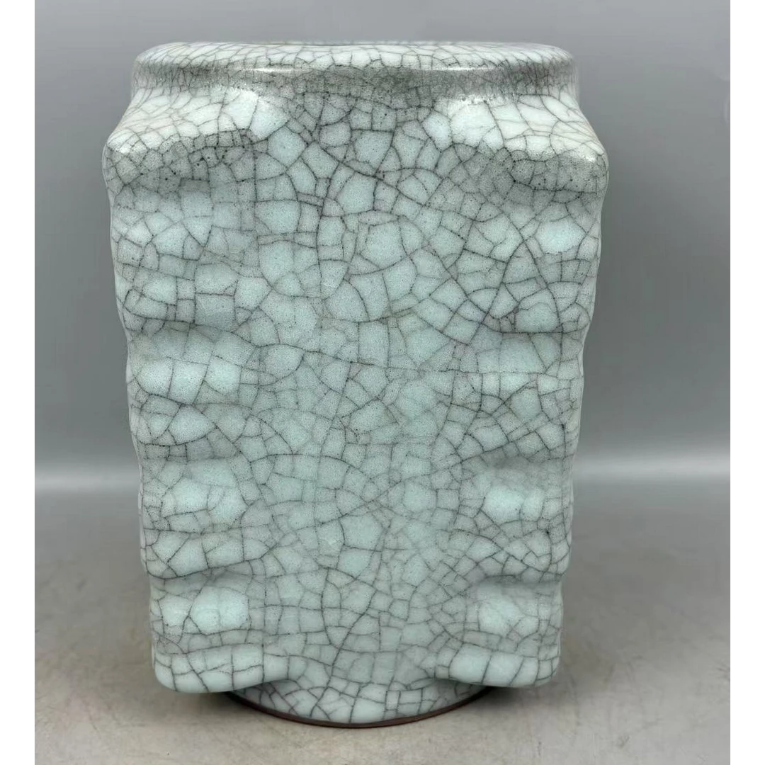 手工制作大号家用陶瓷摆件天青釉纯手工冰裂纹天青色青瓷工艺品