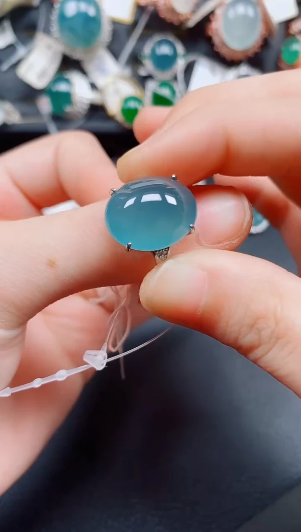 银S925镶嵌戒指翡翠翡翠