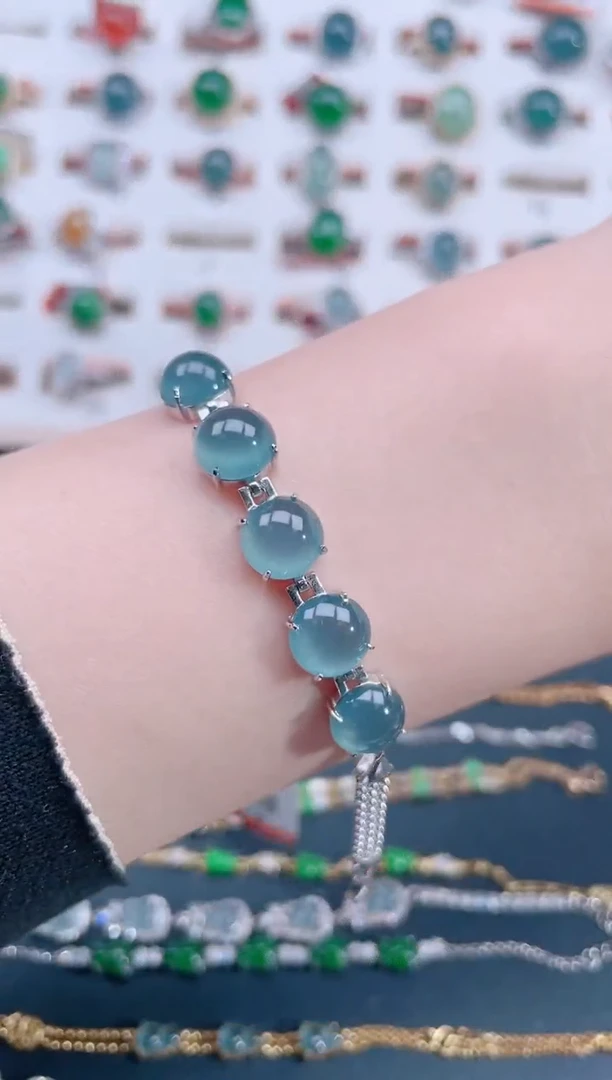 银S925镶嵌手链翡翠天然翡翠