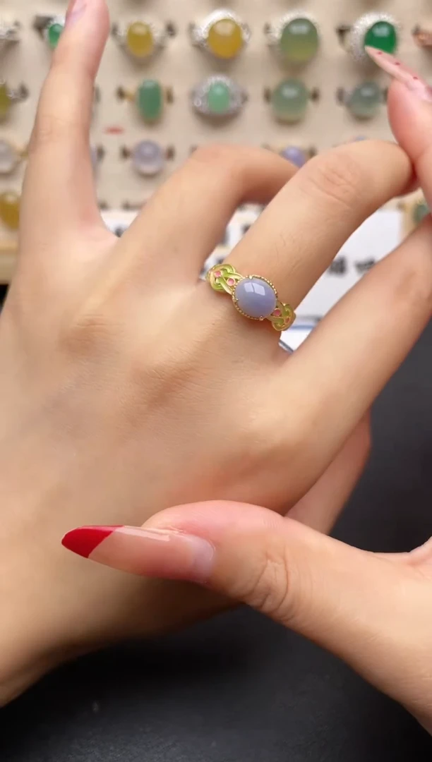 【闪购商品】翡翠戒指银S925镶嵌一物一证一礼盒