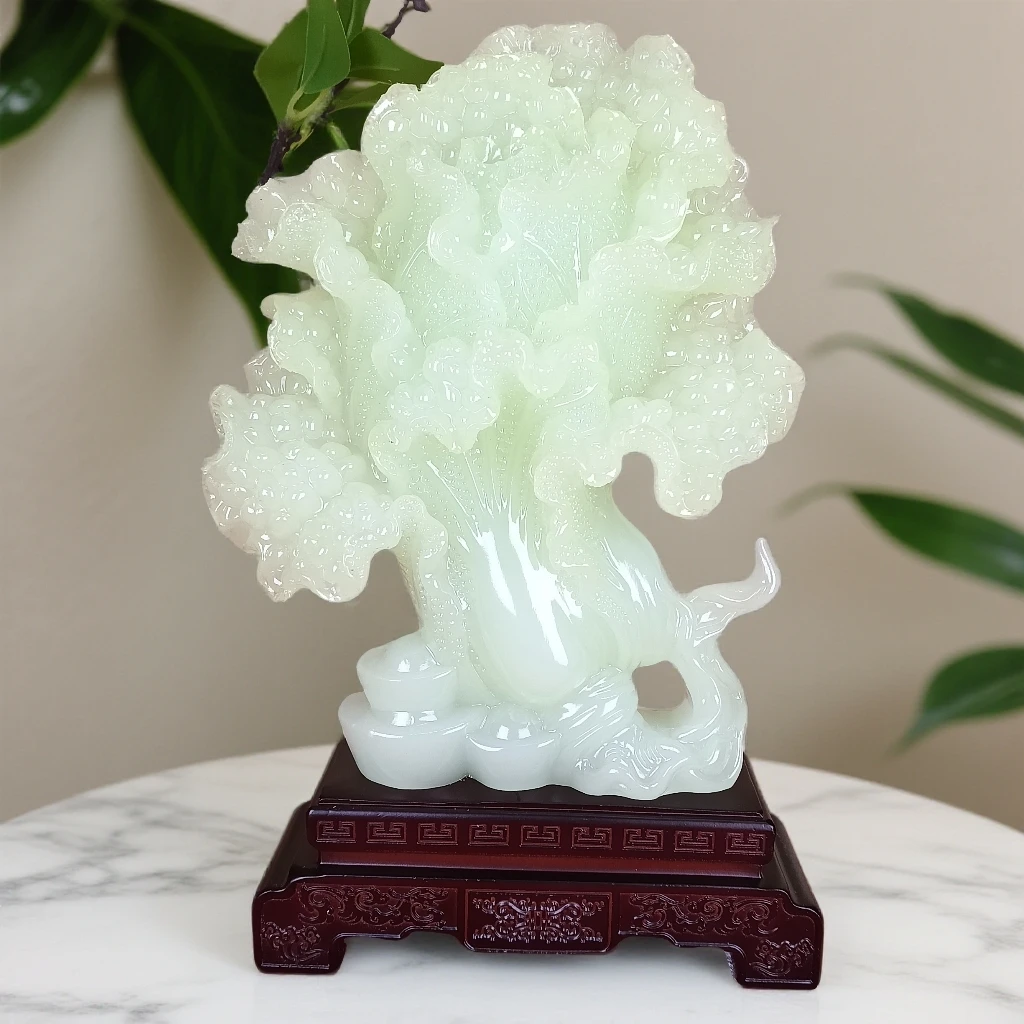 【中立地发财】兰冰玉色白菜酒柜电视柜办公室装饰品乔迁开业送礼