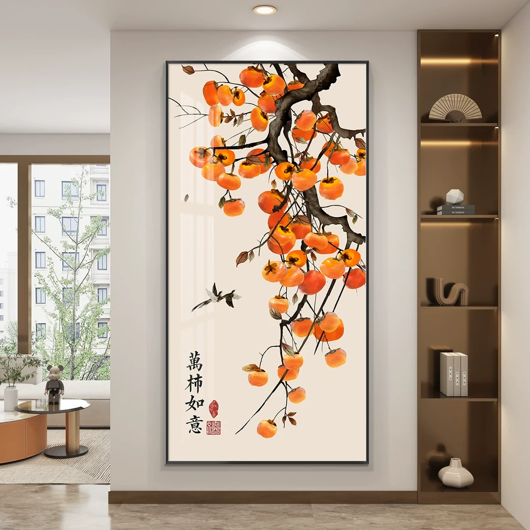 X07柿柿如意晶瓷镶钻装饰画走廊挂画入户挂画玄关挂画简约装饰画