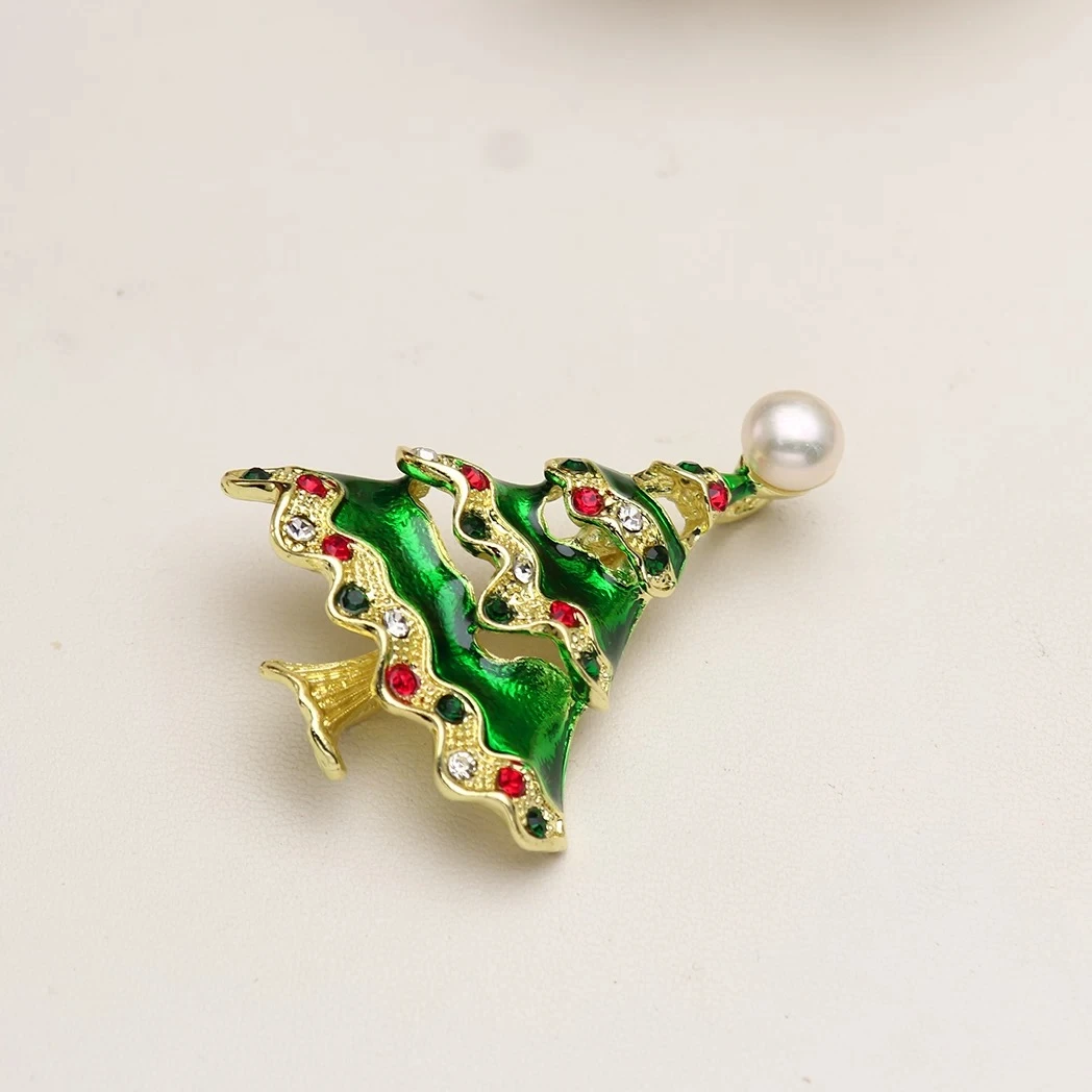 431  圣诞树白色珍珠胸针