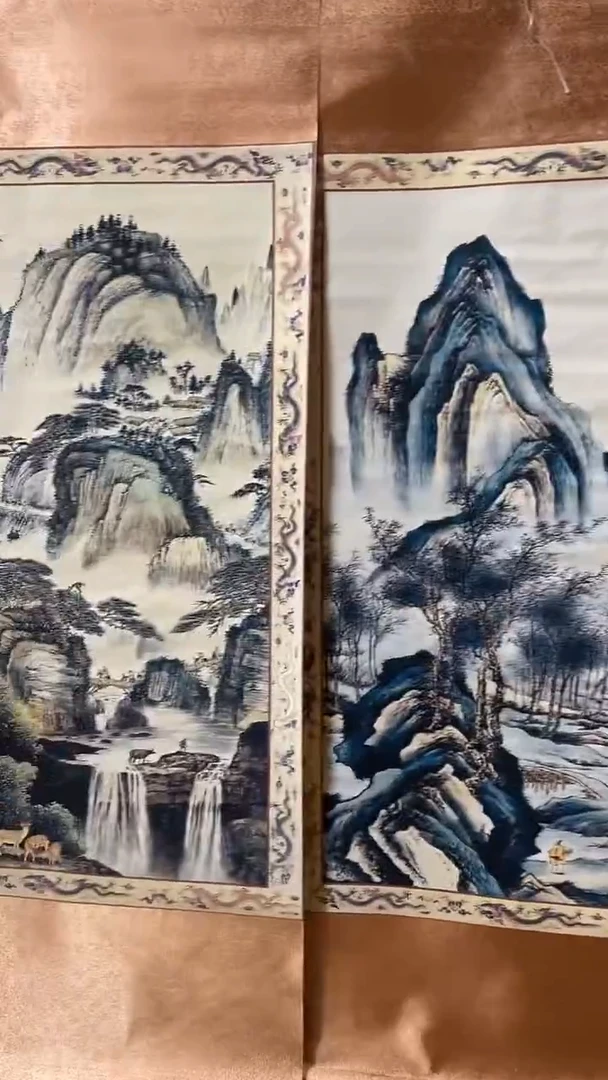 香榧木摆件---------（墨序甄选）两幅中堂