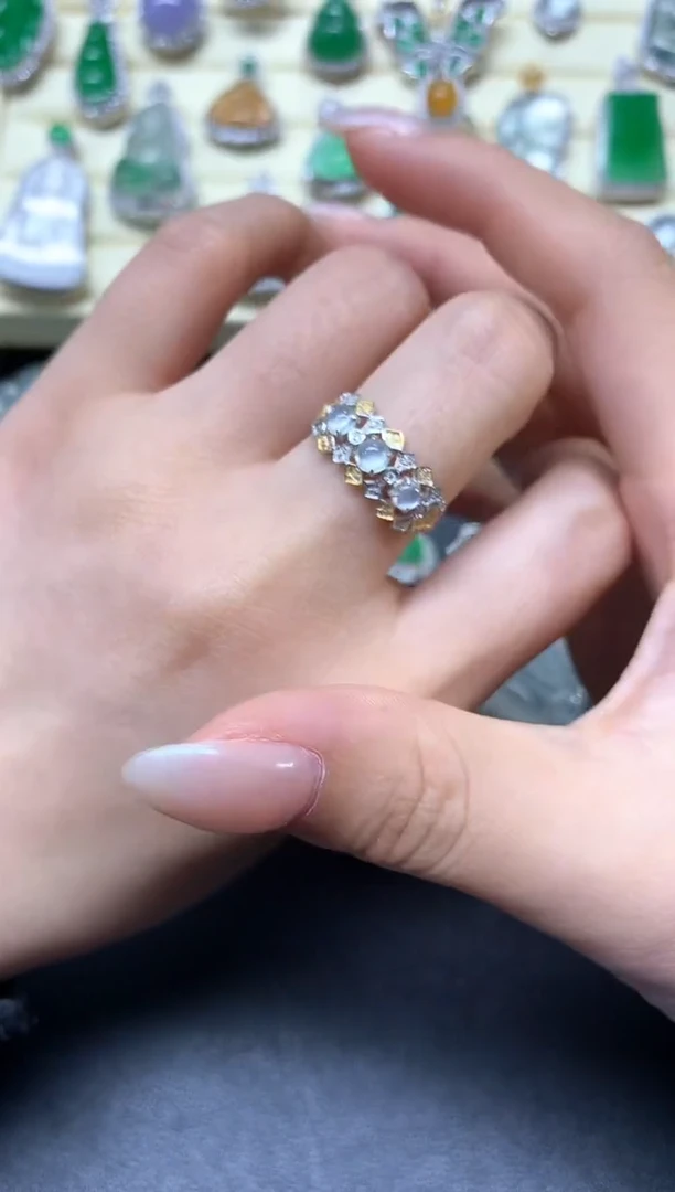 【闪购商品】翡翠戒指18K金镶嵌戒指|3300+330