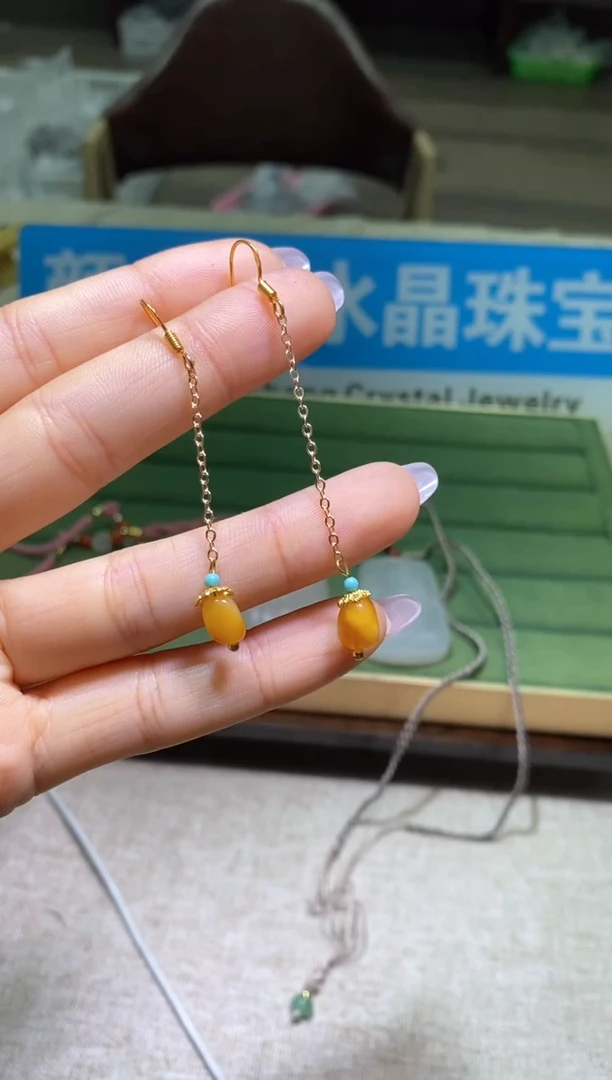 【闪购商品】蜜蜡耳饰未镶嵌多样性发一件126