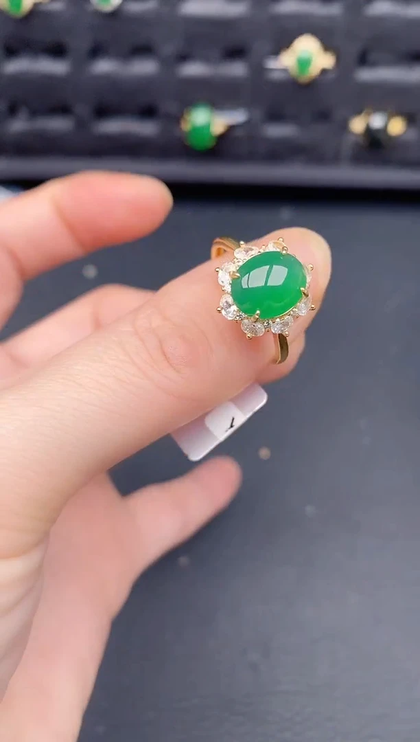 银S925镶嵌戒指翡翠天然a货翡翠202