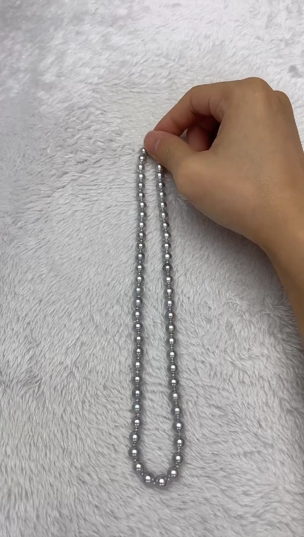 海水珍珠银S925镶嵌项链AK真多麻6.5-7mm