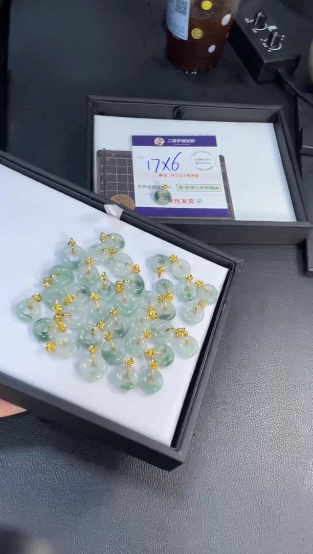 银S925镶嵌挂件翡翠甜甜圈FL3/多样性发其一CP配绳