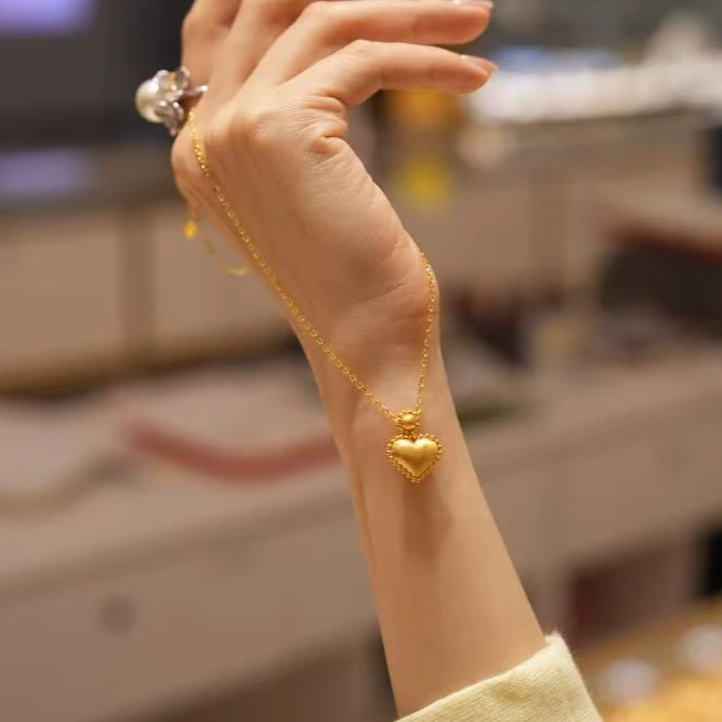 【巧玲专属】足金999拉丝爱心系列项链 经典时尚百搭 6.38