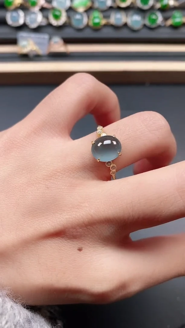 银S925镶嵌戒指翡翠111