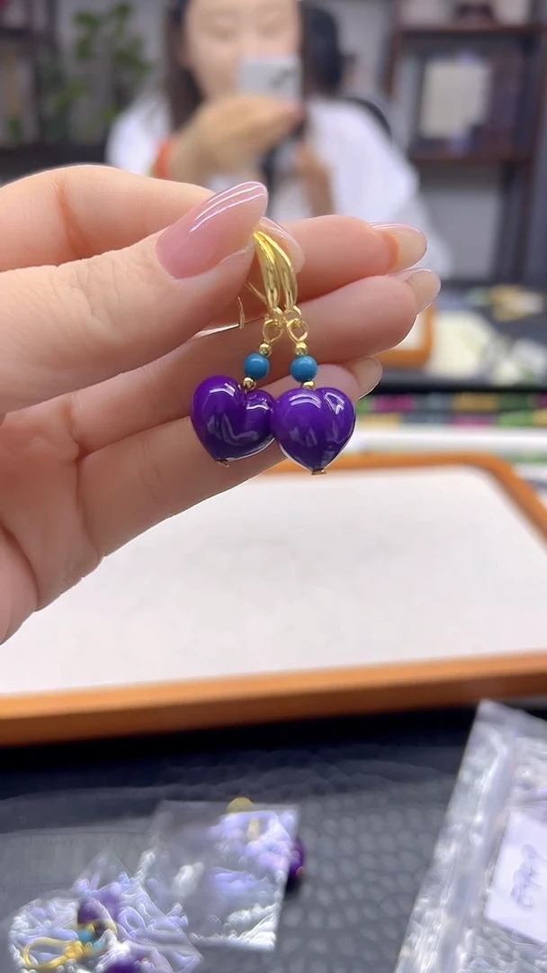 14K金镶嵌苏纪石（舒俱来）耳坠DIY款E949