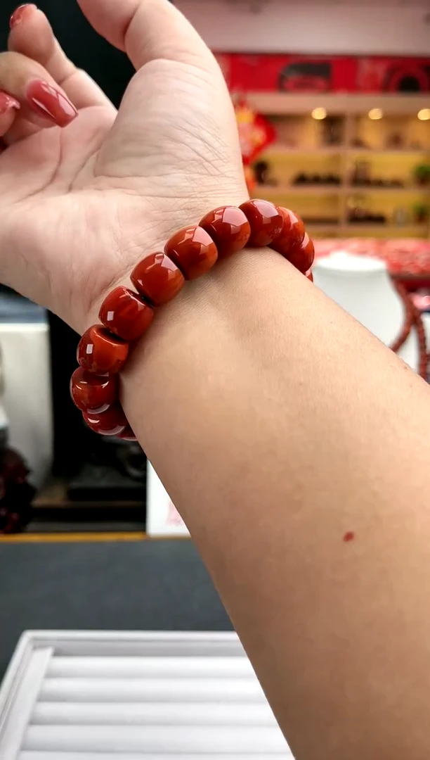 【闪购商品】南红玛瑙卡12南红瓦西火焰直切单圈未镶嵌一件53