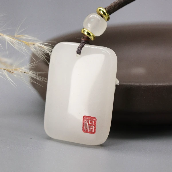 天然新疆玉石无事牌玉吊坠金丝玉福牌挂件平安扣真品直播情侣Y673