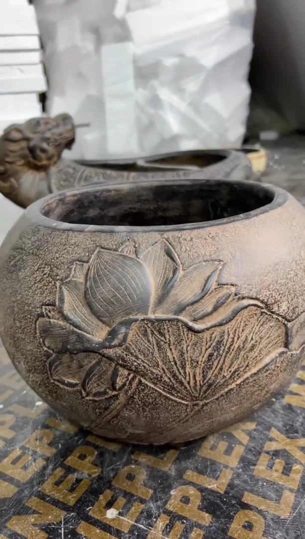 陶土【火山泥】荷缘缸