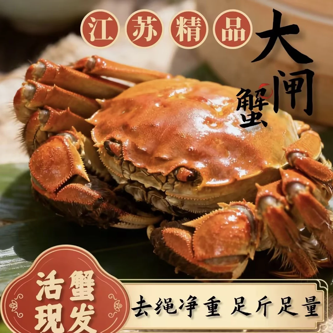 【活蟹】江苏大闸蟹公+母 3.2-3.5公+2.8+3.0母两/只 顺丰/京东包邮
