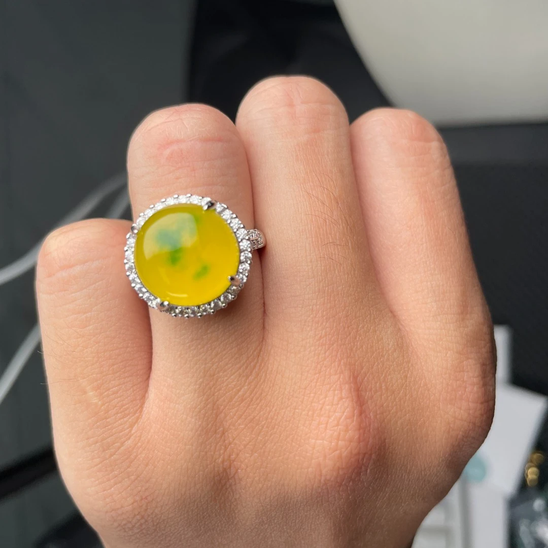 【小哥严选】黄加绿蛋面镶嵌戒指妈妈时尚百搭女款