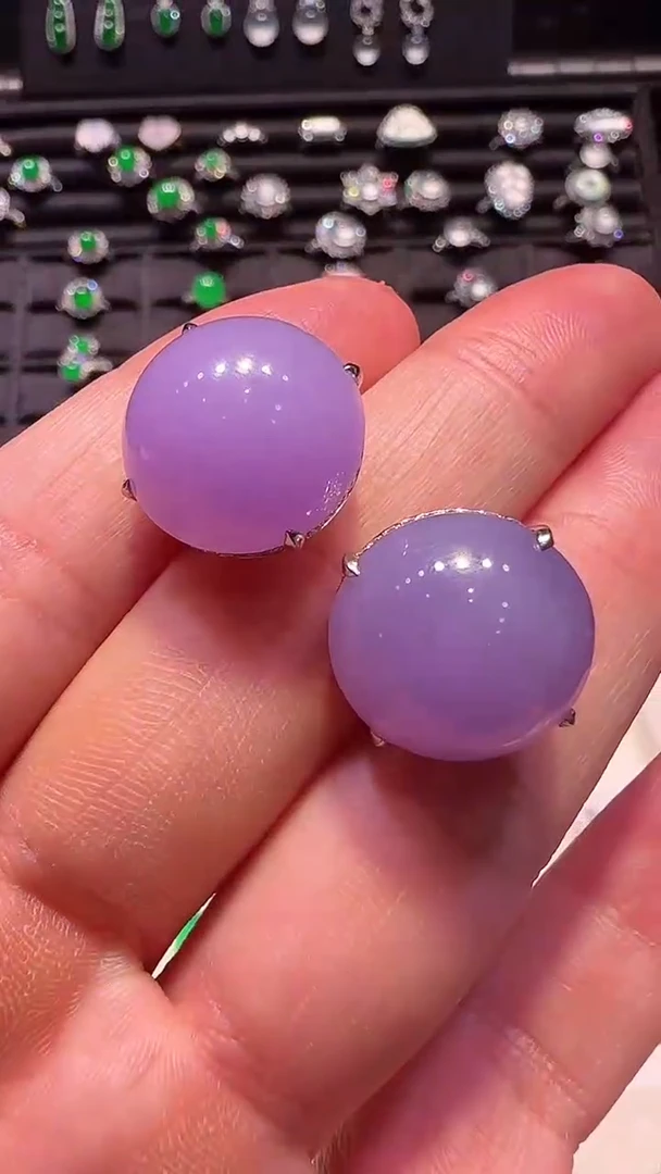 【闪购商品】翡翠耳饰18K金镶嵌耳钉