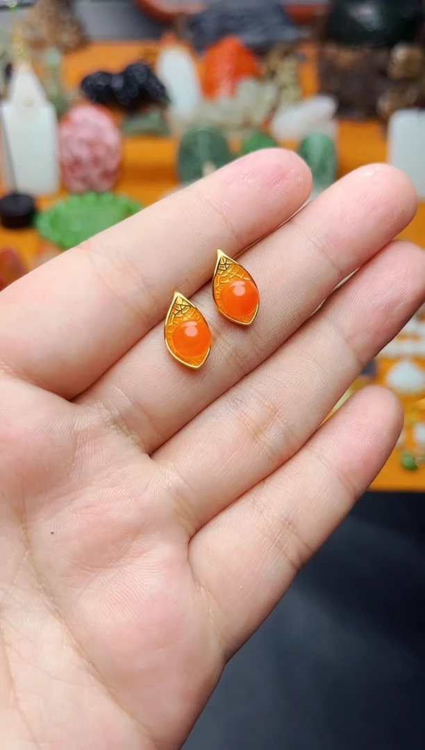 【闪购商品】南红玛瑙耳饰银S925镶嵌耳饰01