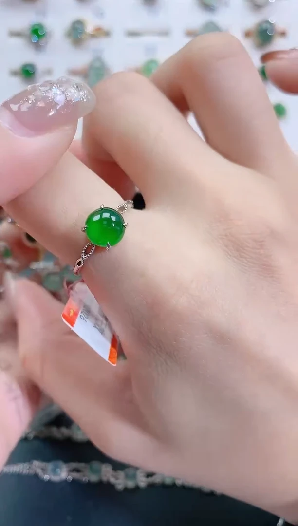 银S925镶嵌戒指翡翠天然翡翠