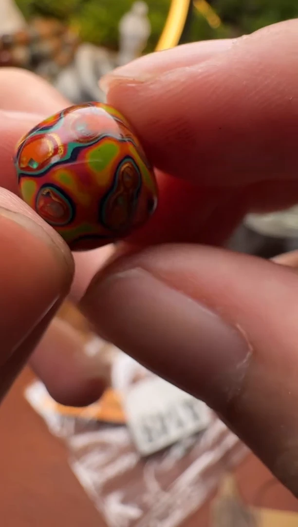 大漆工艺品散珠A148大漆落日橘单颗