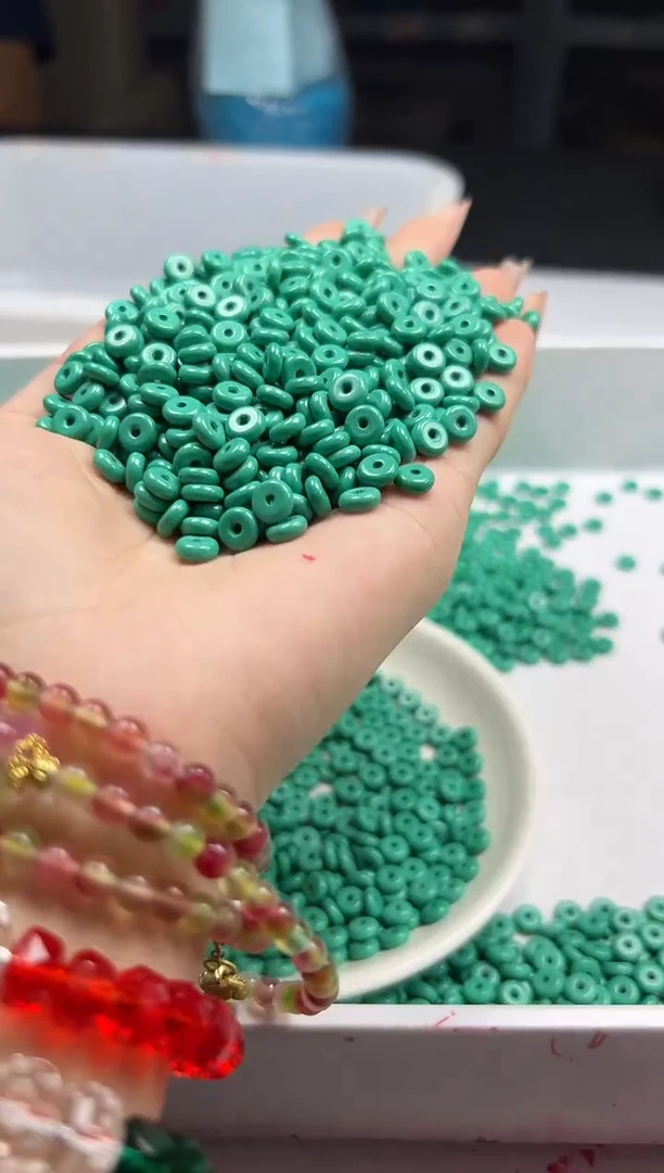 未镶嵌颈饰玛瑙/玉髓W1864高瓷玉化绿*松算盘6*3mm*30颗
