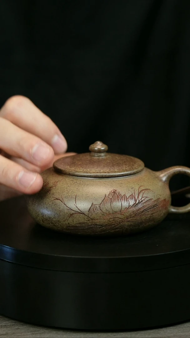 茶壶紫砂H2028李琴柴烧莲花寒江
