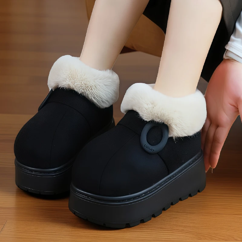 厚底增高时尚包头雪地靴女2025冬季新款居家室内外穿防滑保暖棉鞋