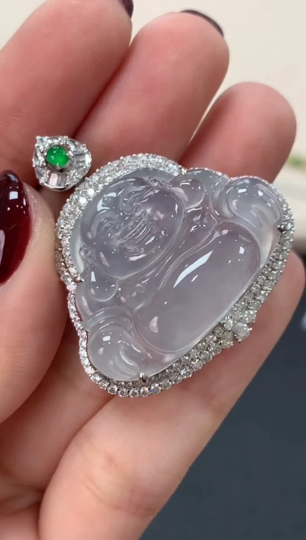 翡翠18K金镶嵌吊坠(不含链)佛公吊坠29800