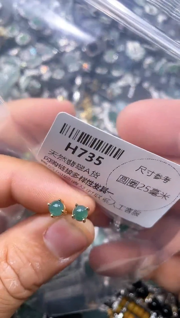 【闪购商品】翡翠颈饰未镶嵌H735耳钉