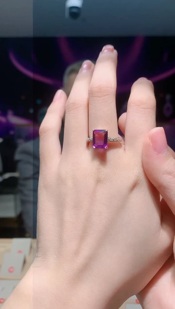 水晶戒指银S925镶嵌戒指