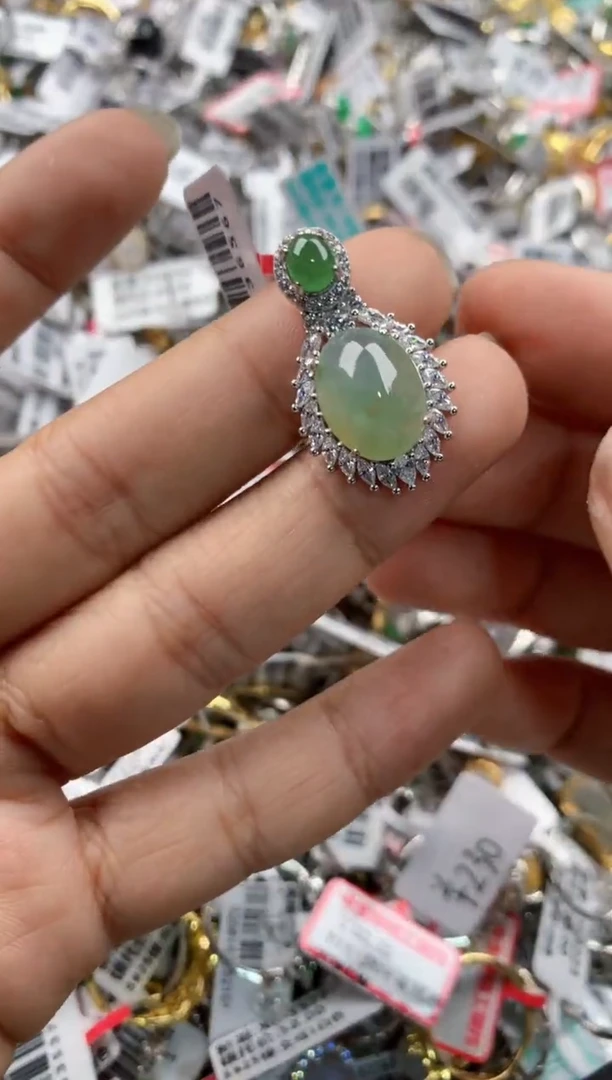 银S925镶嵌戒指翡翠101010----9