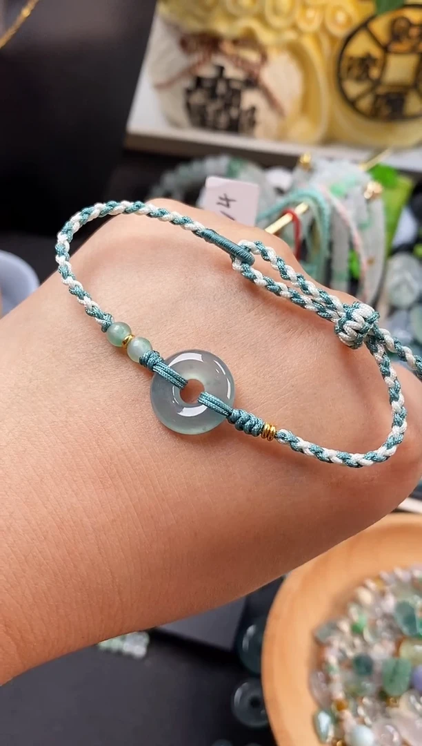 散珠翡翠甜甜圈手绳 手围15