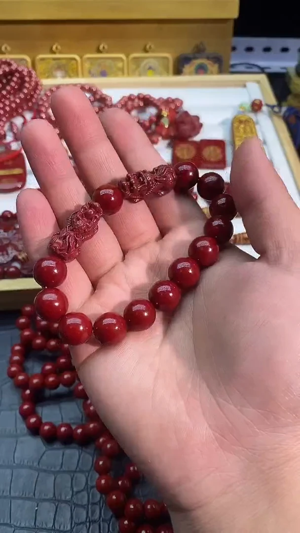 天然辰砂单圈手链12