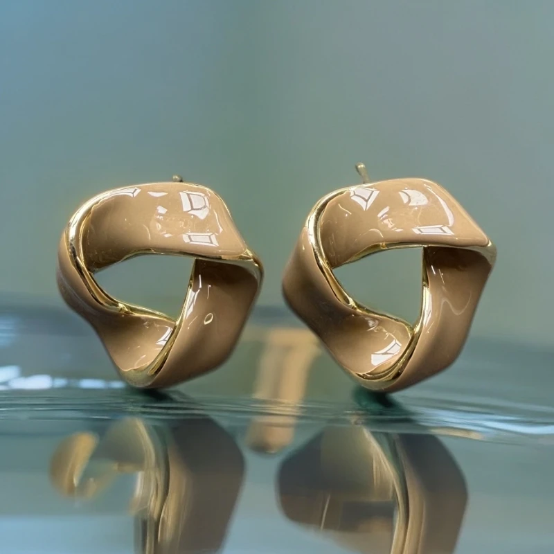 合金耳饰 设计感美拉德系极简耳钉时尚简约金色百搭气质轻奢小众