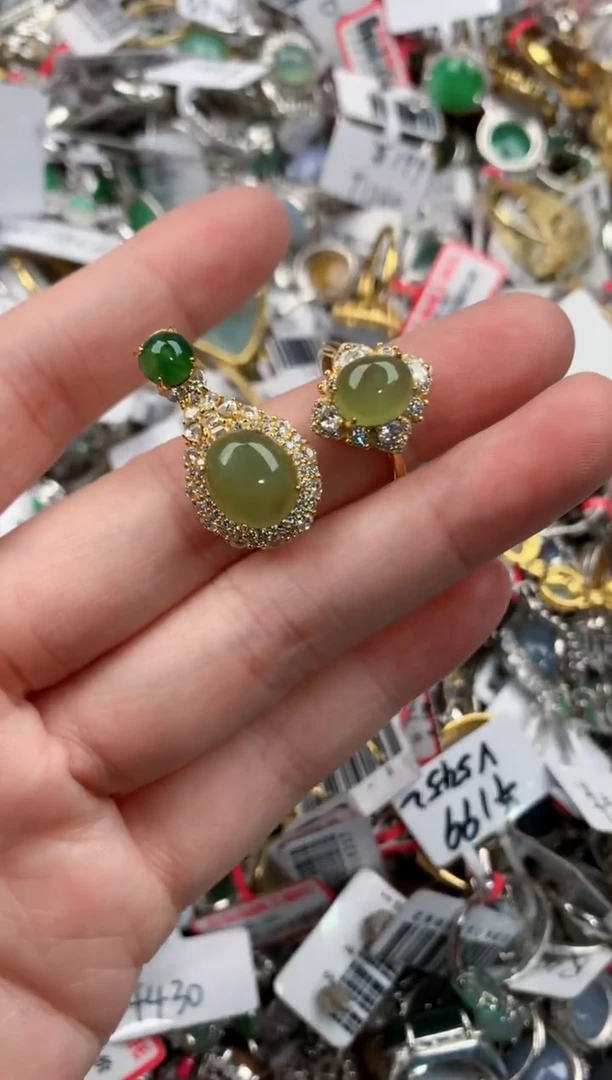 银S925镶嵌戒指翡翠333      5