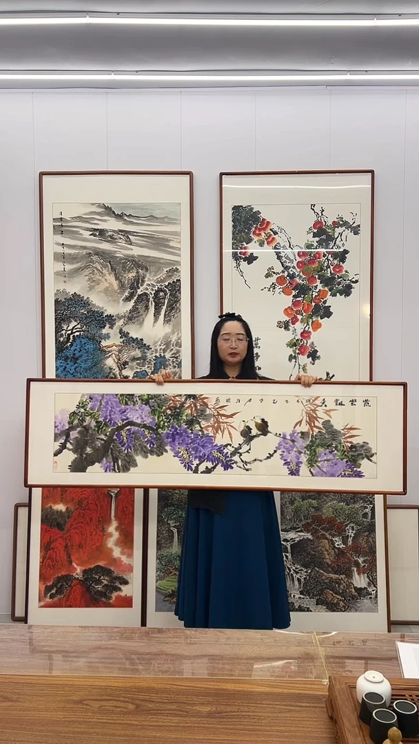 国画汪琼 160*45 紫气东来