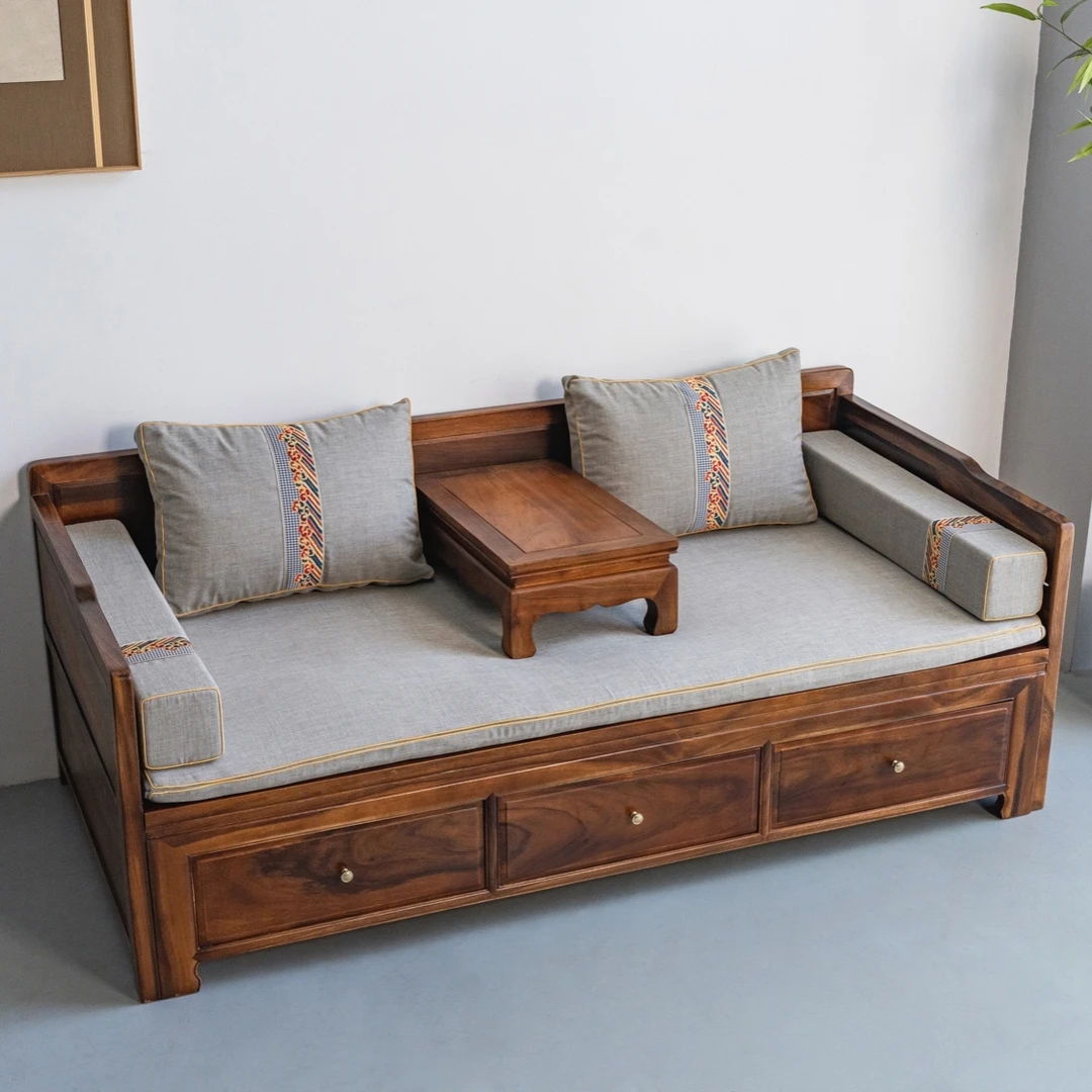 南美胡桃木泰然罗汉床 休息床 全实木 轻奢大气上档次