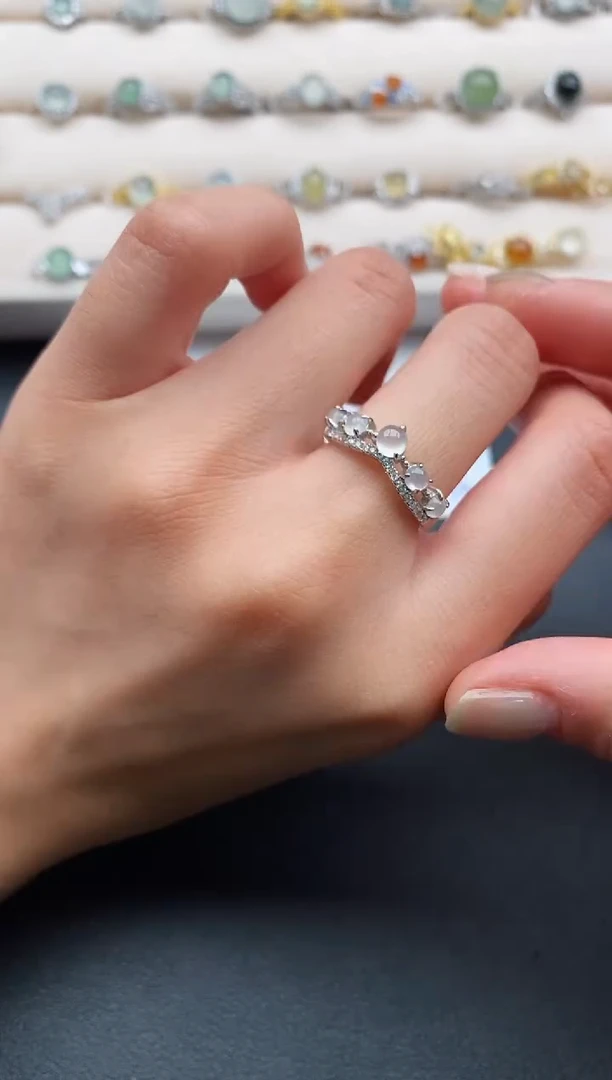 银S925镶嵌戒指翡翠22222222+10