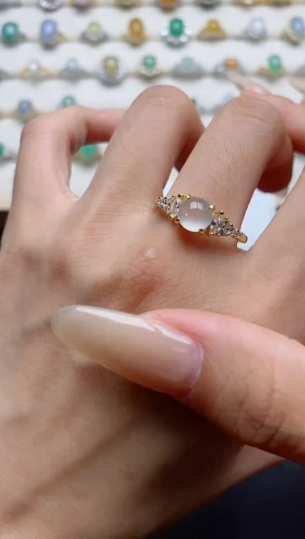 翡翠戒指银S925镶嵌.