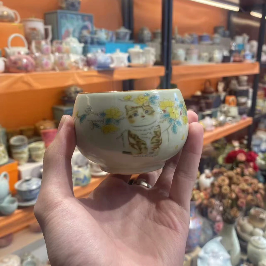 友名 黄汝米黄【猫咪】罗汉主人杯-转转杯-5852（直播专享）