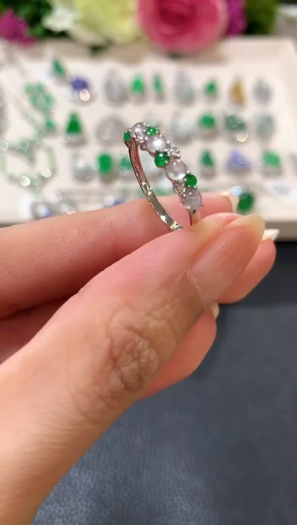 18K金镶嵌戒指翡翠z35多样性一件发货