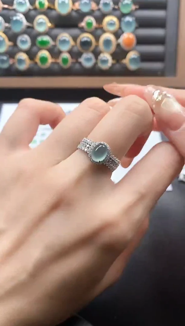 银S925镶嵌戒指翡翠51511