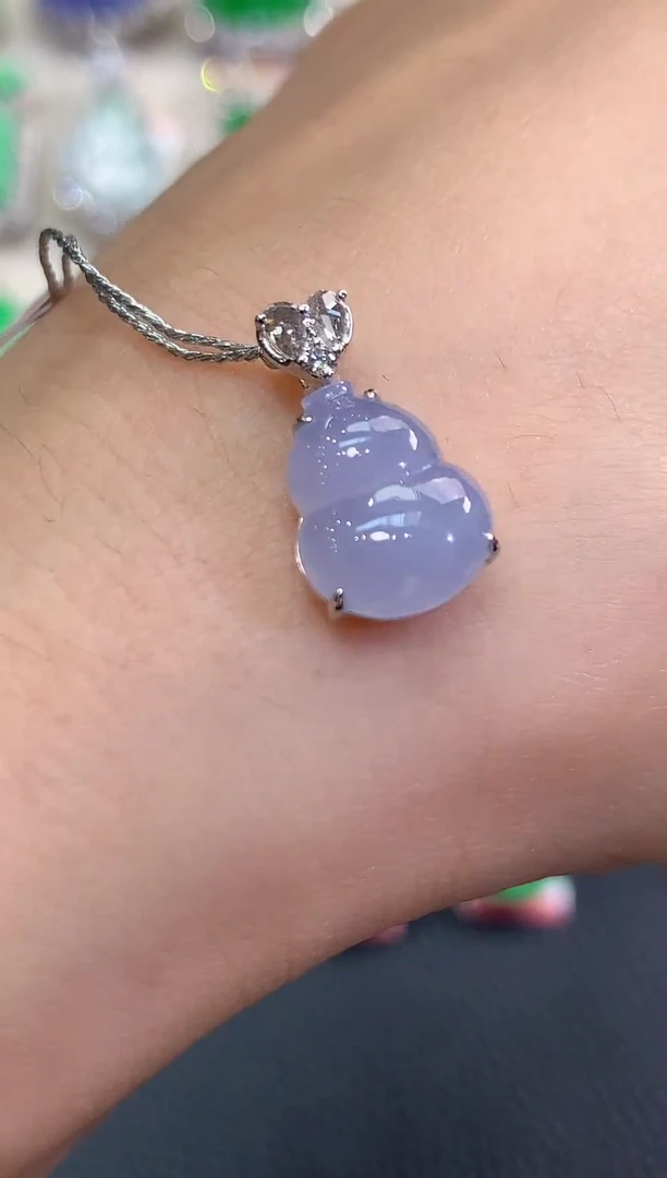 吊坠(不含链)18K金镶嵌翡翠夏日珠宝A24紫货有色差