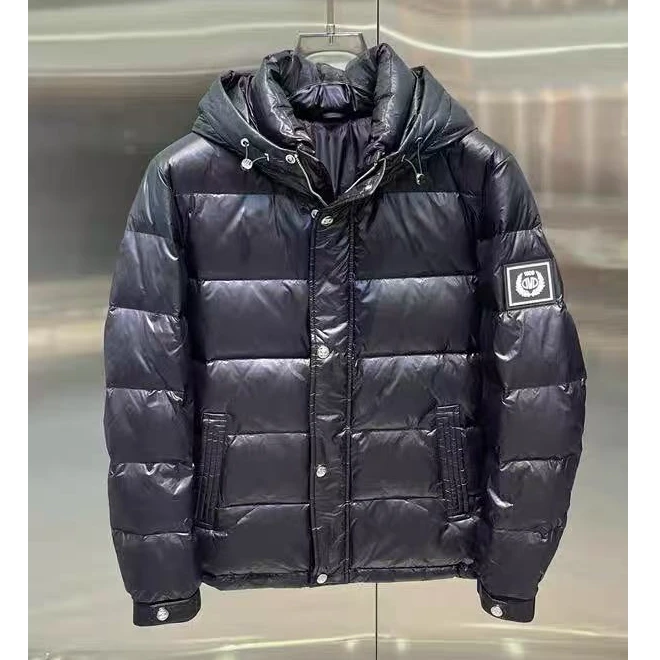 冬季新款2025潮流连帽保暖羽绒服男士绣标字母印花百搭白鸭绒外套